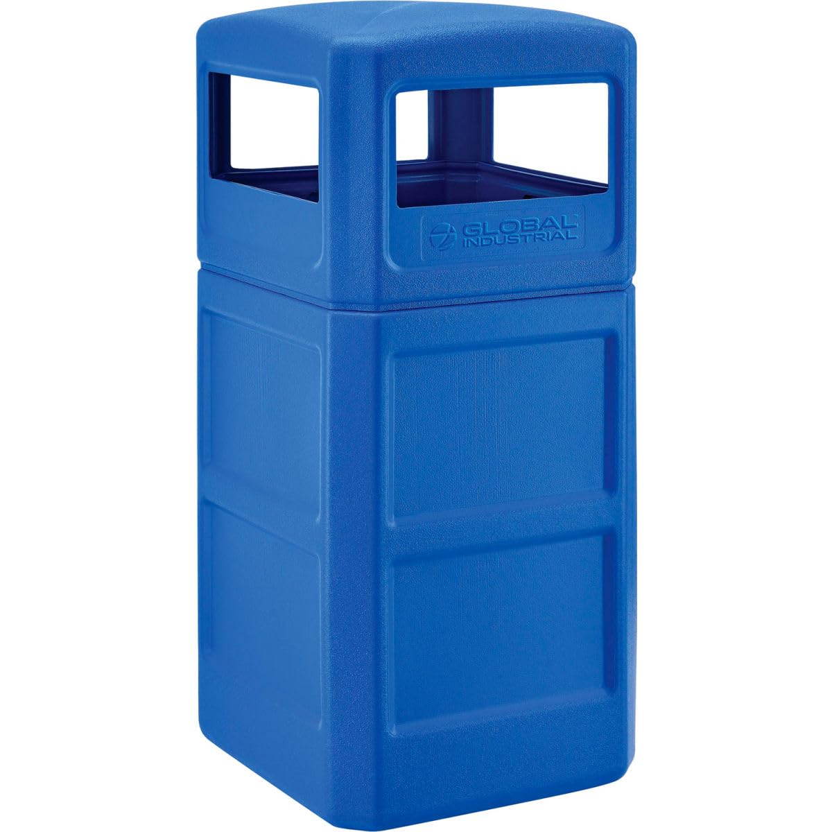 42 Gallon Square Plastic Waste Receptacle W/Dome Lid by Global Industrial – 42.0 gallons, Plastic, Blue, Model 42SQBL-D