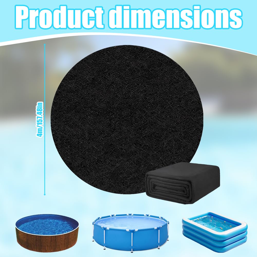 Tapis de Sol Piscine, 4 m Tapis sous Piscines Hors Sol Rond, Rembourrage sous Piscine, Tapis De Revêtement De Sol De Piscine, Antidérapant, Pliable, pour Baignoires et Piscines Hors Sol