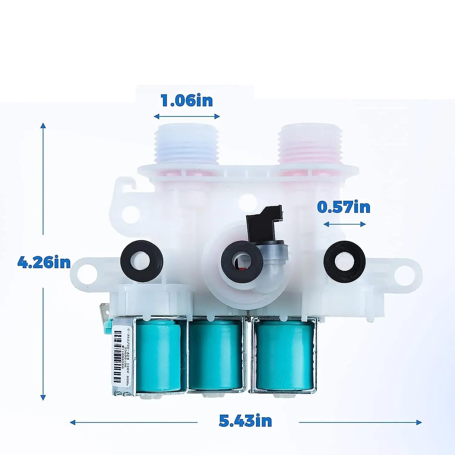 Válvula de entrada de agua de lavadora de repuesto W11096268 for máquina Whirlpool Kenmore W10632527 W10758829 W10853296 W11220230 AP6329544
