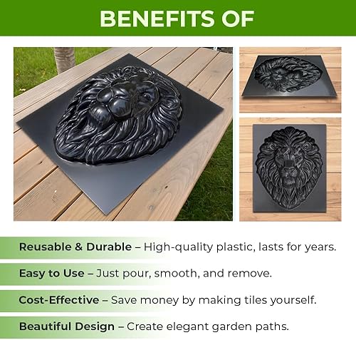 Miniatura 8 de Molde de león, moldes de hormigón de león, moldeo de león, ABS de 0.079 in, molde de estatua de león para hormigón - Moldes de hormigón para jardín