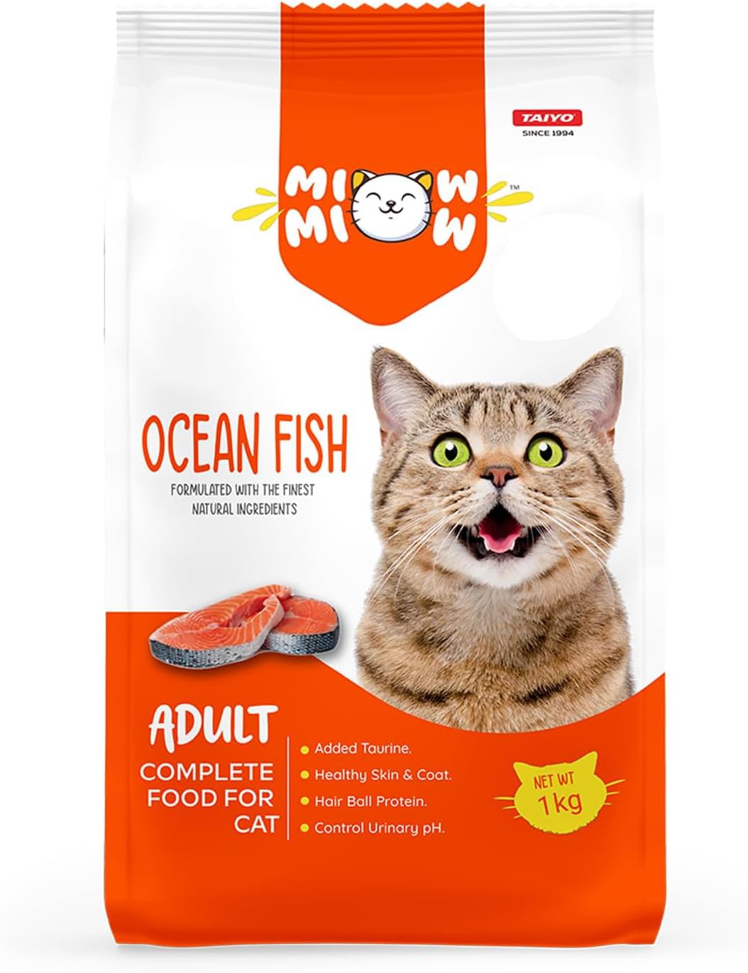 TAIYO Miow Miow Adult Cat Food, Ocean Fish Flavour, 1Kg | Dry Cat Food, Complete and Balanced Diet, Formulated with Finest Natural Ingredients, Vitamins and Minerals