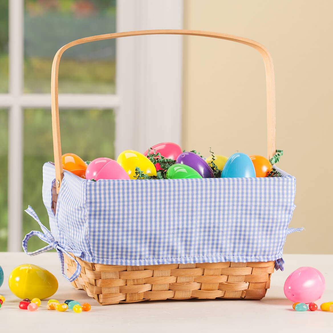 Fox Valley Traders Blue Gingham Wicker Easter Basket