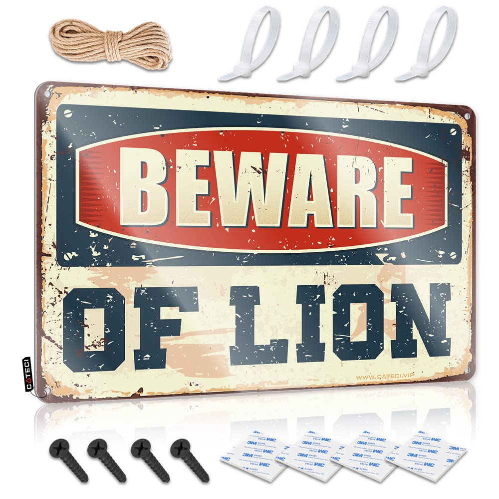 IBWNBBUSN Beer Signs For Man Cave Beware Of Lion Sign In Home Bar Signs Warning Tin Sign(20X30CM)