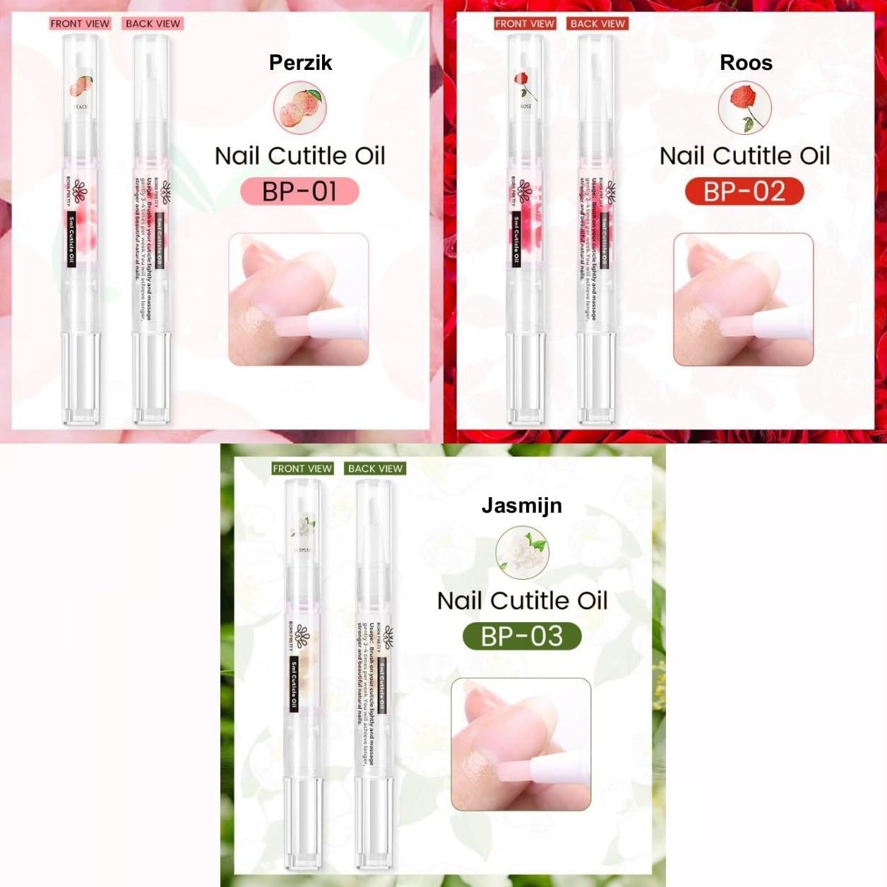 Born Pretty – Nagelolie – 6 stuks – Nagelriemolie pen – Nagelolie verzorging – Nagelolie set – Cuticle oil – Nagelriemolie – Nagelverzorging – Nagelverzorging set – Nagelriem olie – Olie nagelriem