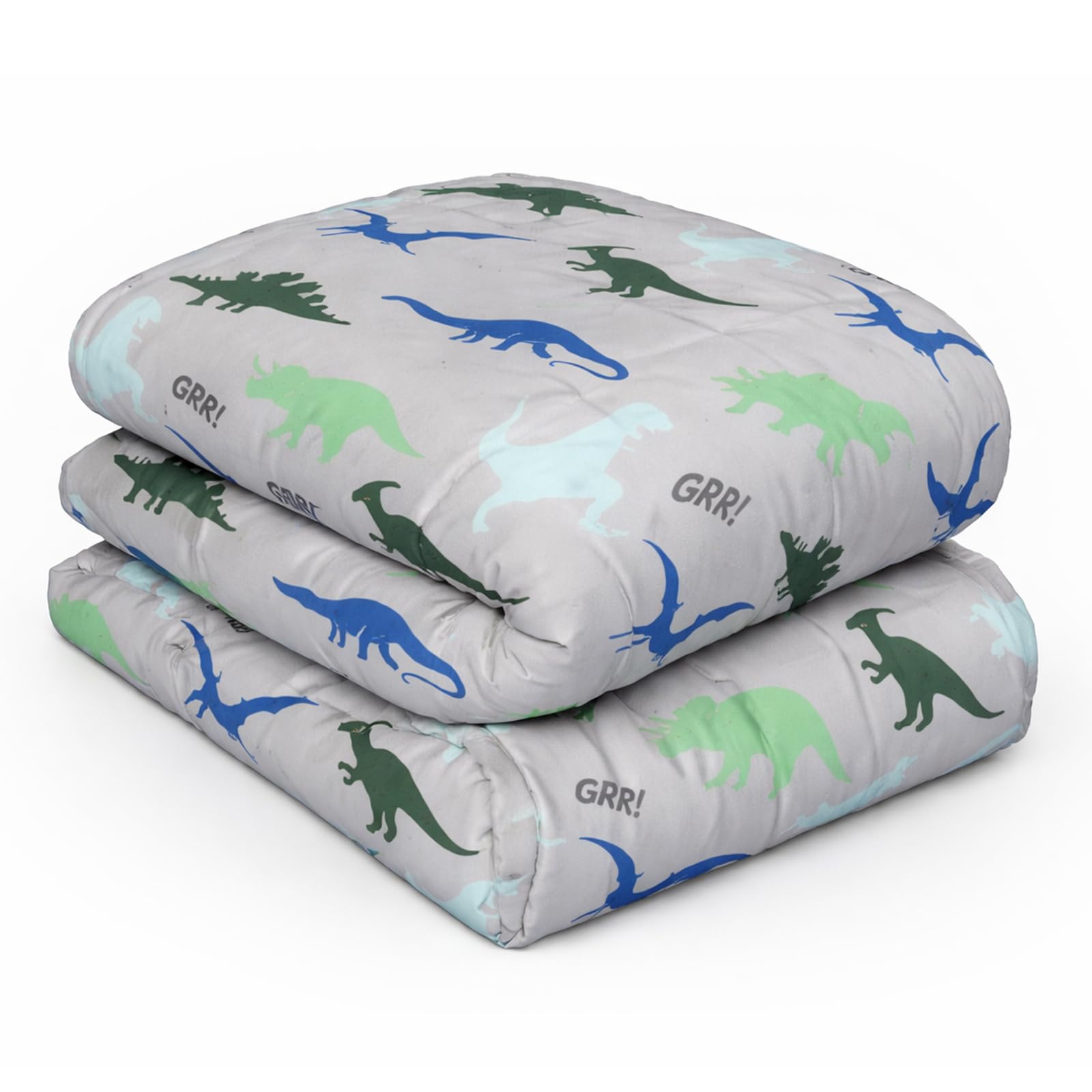 Ohs Men's Grey - Dino Weighted Blanket Teddy Fleece 3Kg Dino Grey, Heavy Blanket Sleep Therapy Autism Insomnia Anxiety Relief For Adults, Single - 100 X 150Cm - (Disclaimer:only Suitable For Age 3+Years)