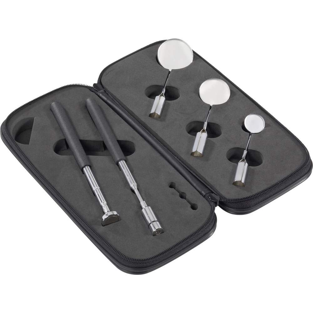 Juego de espejos de inspección de 5 piezas con iluminación LED TOOLCRAFT 816419 1 set