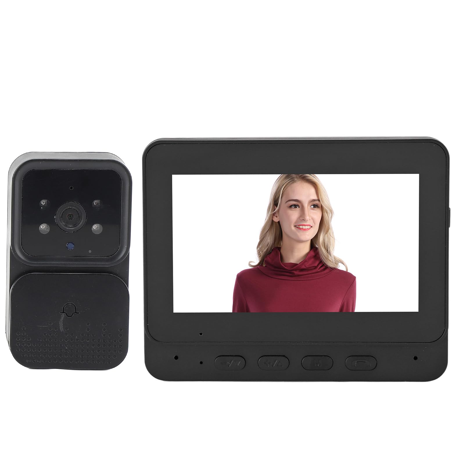 Cryfokt de Videoportero Inalámbrico WiFi, 1080P Night Vsion Videoportero Inalámbrico Kits de Cámara HD, Intercomunicador de Doble Vía para Apartamento de Oficina en Casa de Villa