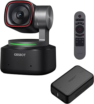 OBSBOT Tiny 2 Webcam Bundle with UVC HDMI Adapter 2.0 & Smart Remote Control, 4K Webcam with AI Tracking Multi-Mode & Auto Focus, Voice Control, 1/1.5" Sensor, Gesture Control, HDR Light Correction.