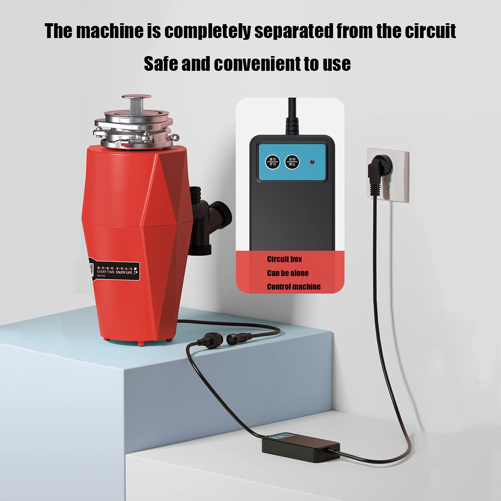 Triturador de Basura con recogedor de Alimentos, triturador de residuos domésticos, triturador de residuos de Cocina con Interruptor Inteligente inalámbrico, Apagado automático en 5 Minutos, Apto par