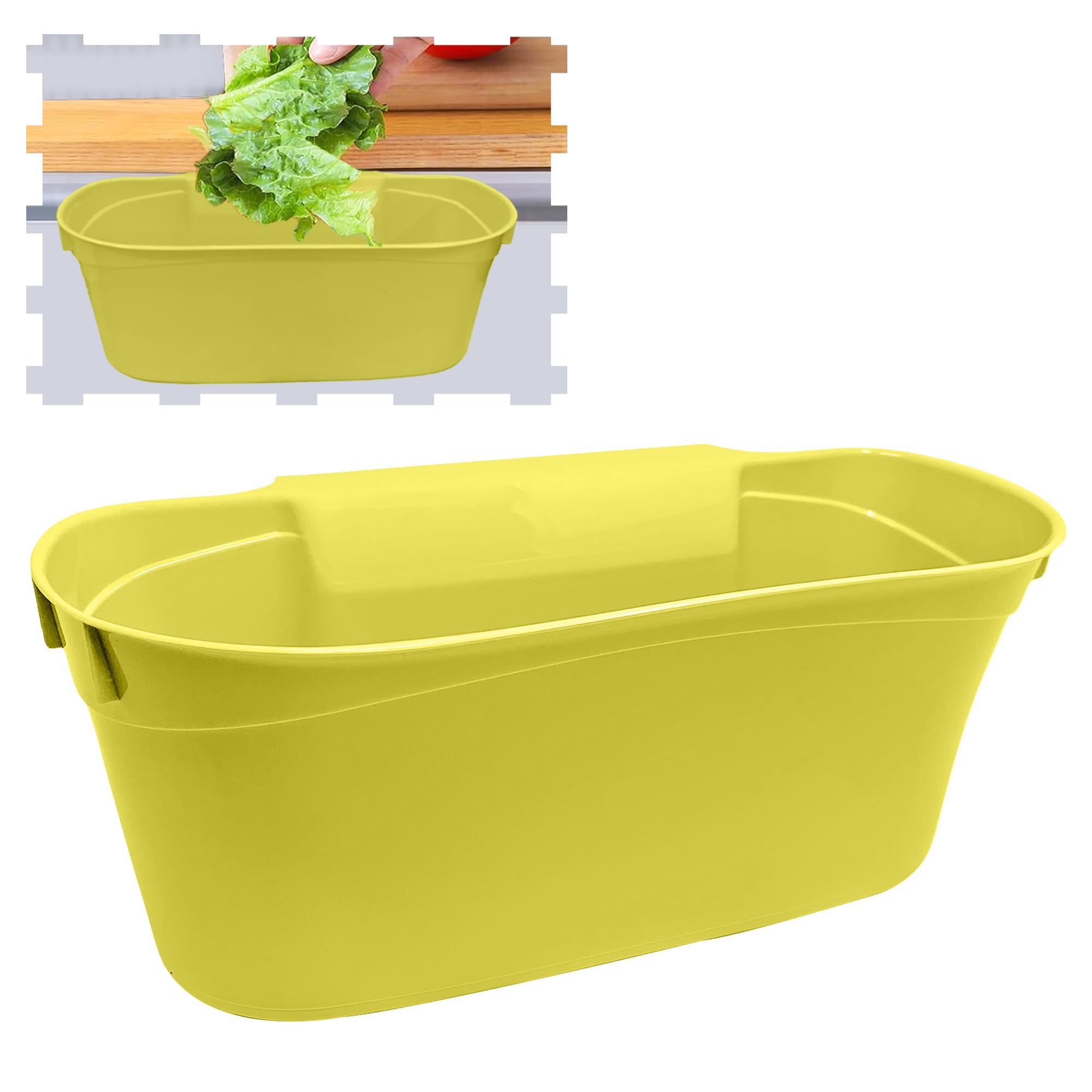 plastific Kitchen over Cabinet Drawer Door Basket Hanging Attach a Trash Waste Bin Box (31 x 17.5 x 13cm) (Green)