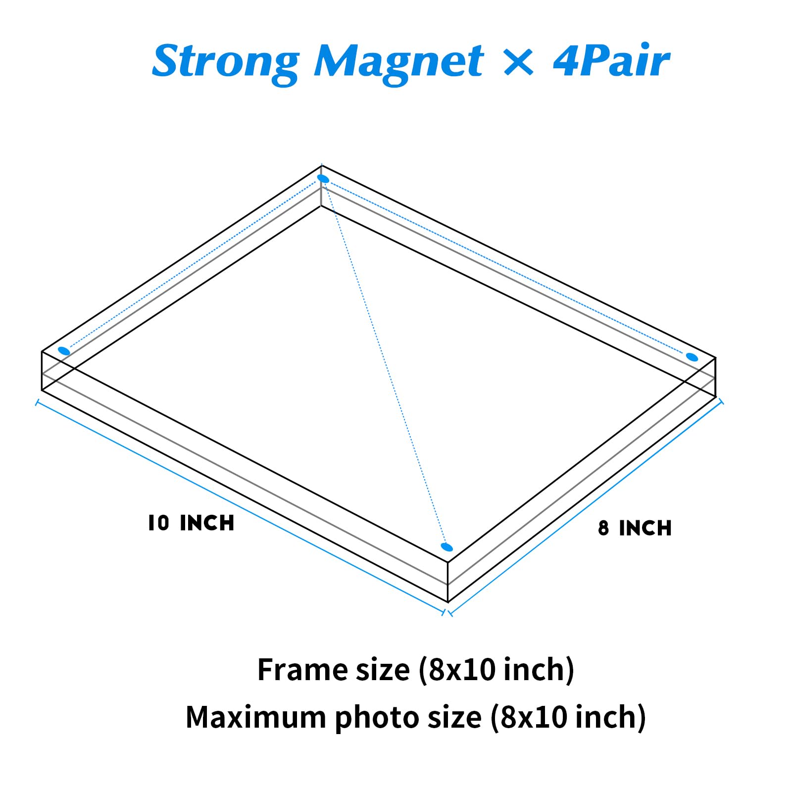 Confezione da 4 cornici magnetiche trasparenti in acrilico, 20 x 25 cm, cornice autoportante a doppio lato, per scrivania, display orizzontale o verticale, certificati, per famiglia, ufficio