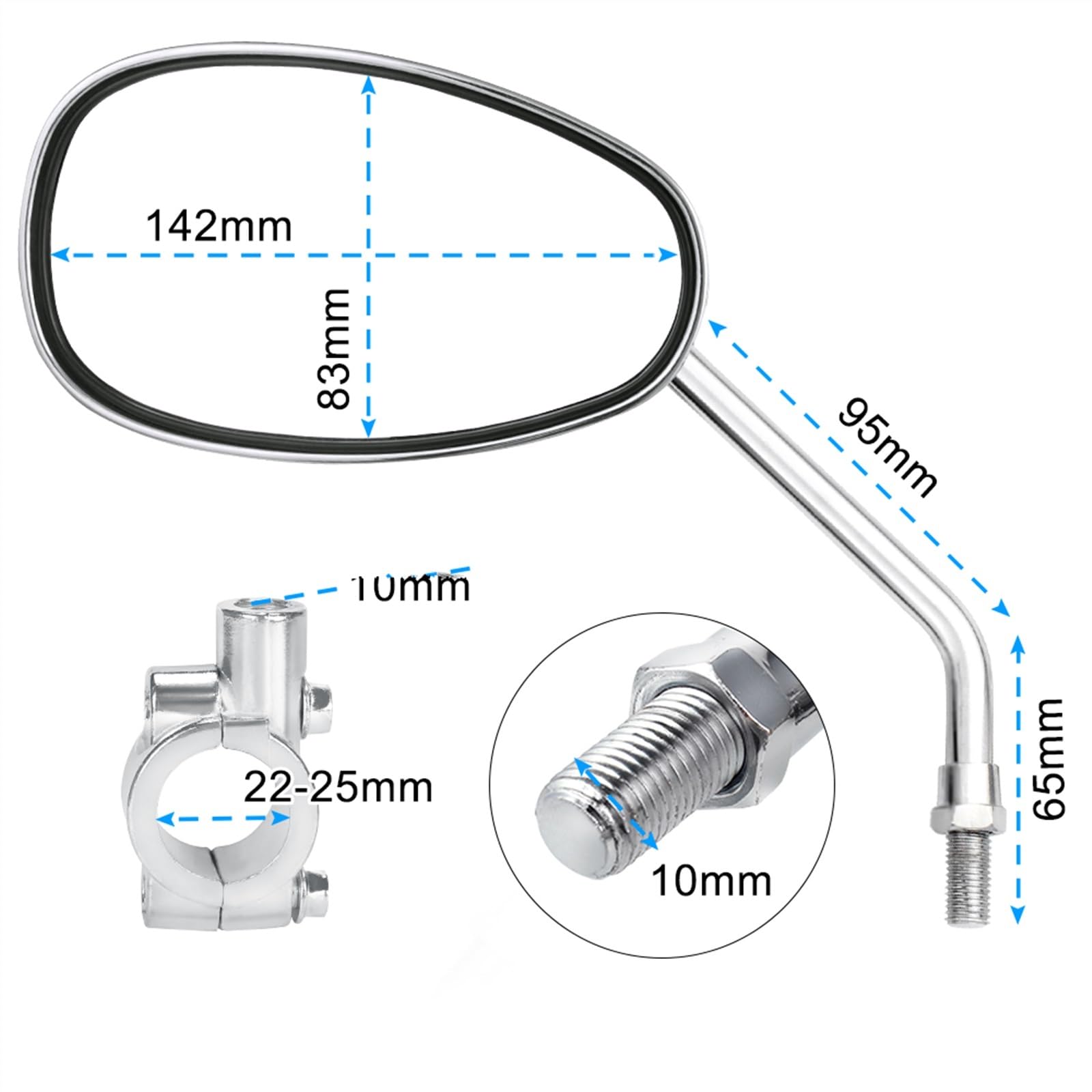 Spiegel für Lenkerende Universal Fahrrad Spiegel Breite Palette Fahrrad Rückspiegel Radfahren Zubehör Drehen Fahrrad Spiegel Für E-bike Roller Motorrad Seitenspiegel Motorrad (Größe : 1Pcs Black-Clam