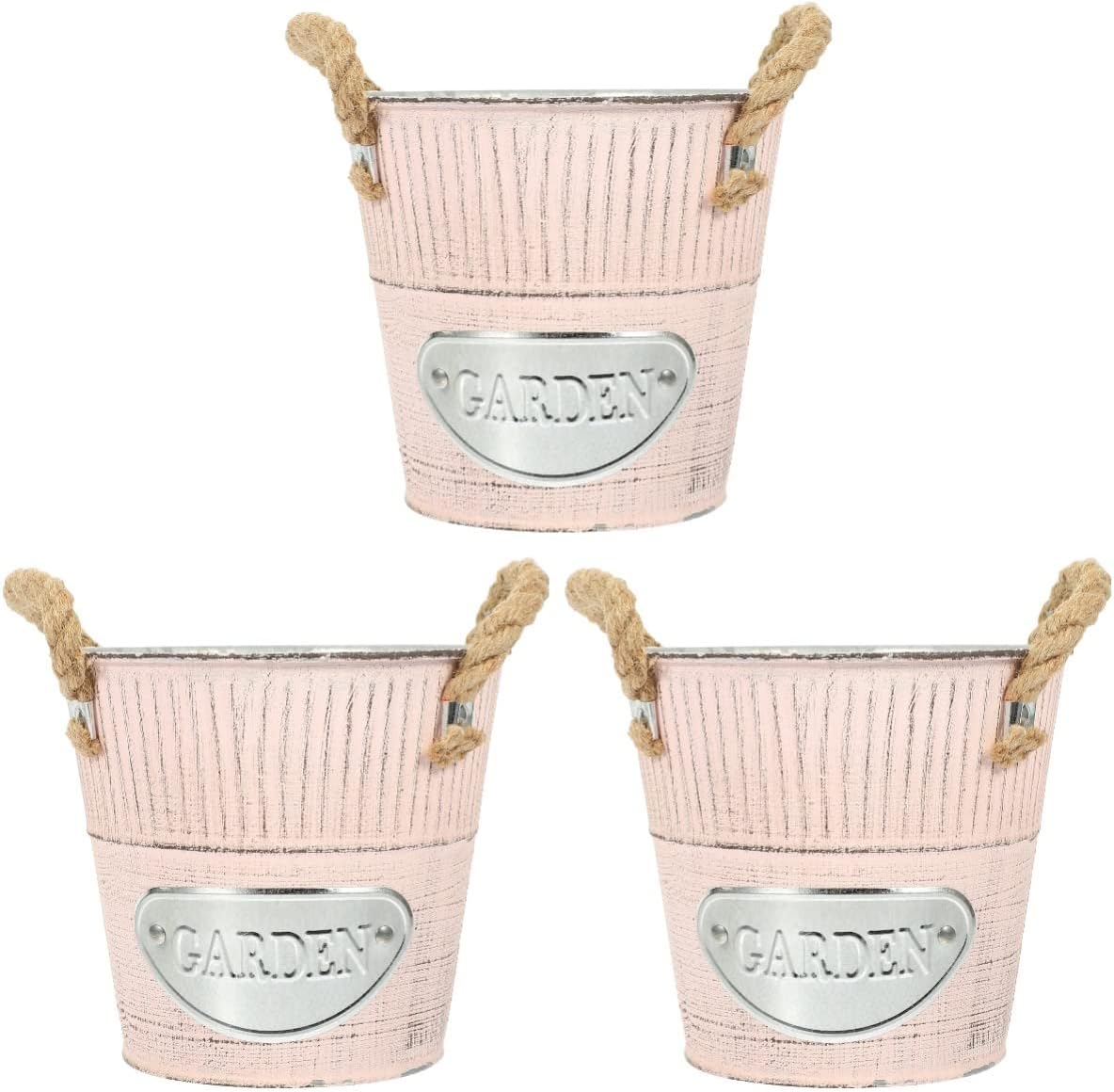 BIENKA Metal Flower Bucket Shabby Chic Flower Bucket Tin