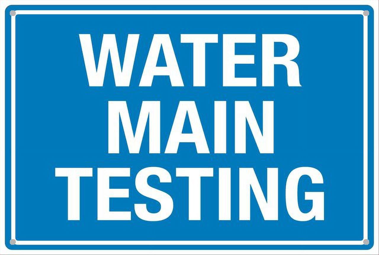 peiyeety Water Main Testing Aluminum Tin Sign for Home Kitchen Wall Decor 12x16 Inches