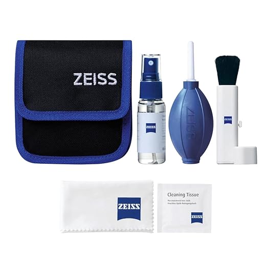 ZEISS Lens Cleaning Kit with 1 oz Bottle Lens Cleaning Fluid, 10 Moistened Wipes, Cleaning Brush, Air Blaster, Microfiber Cloth, and Case for Coated Lenses, Binoculars, Scopes, Cameras, and Glasses