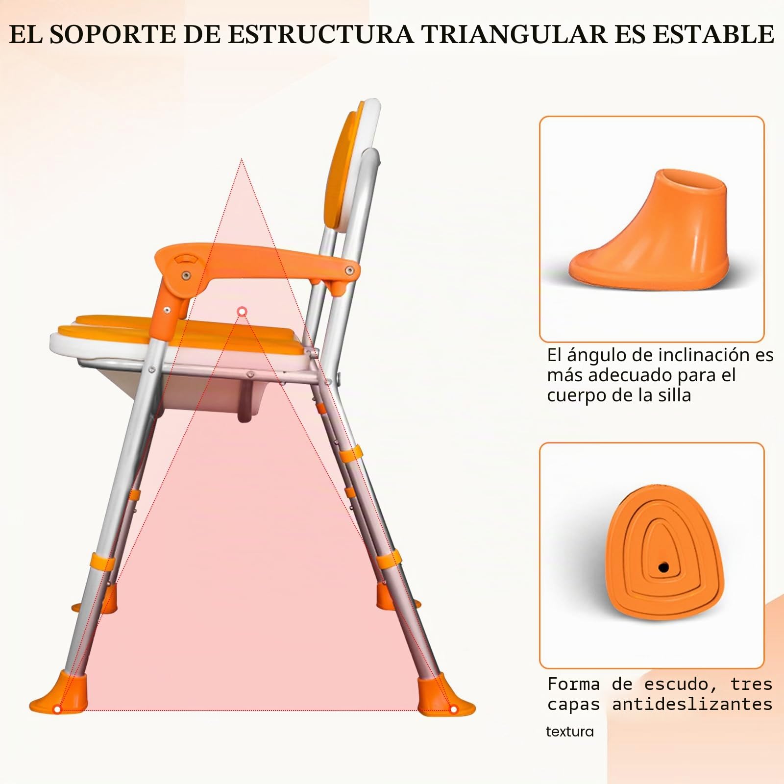 Silla de Ducha Plegable, Silla de Ducha Asiento de Ducha Resistente con Reposabrazos y Respaldo, Asiento de Ducha Antideslizante Altura Ajustable, Silla Baño Ancianos Ducha, Carga 180 kg