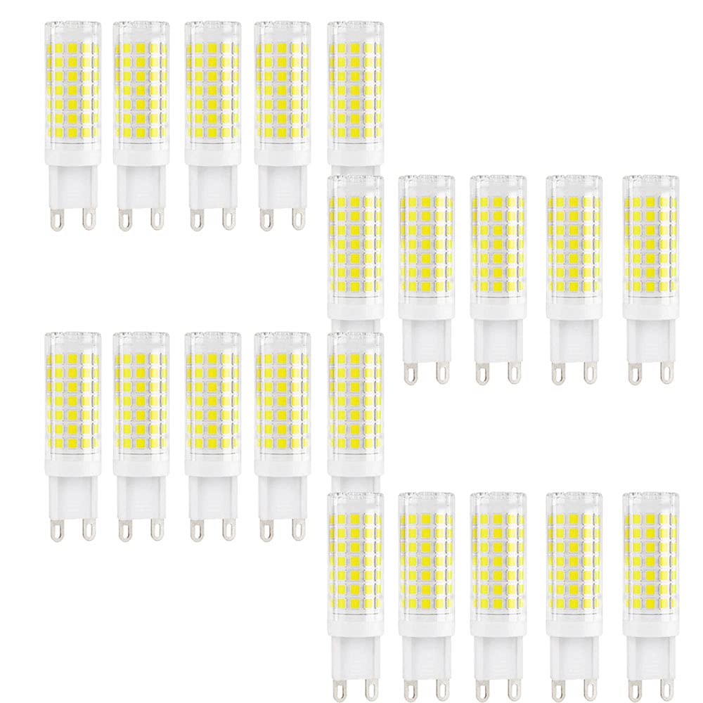 20 Stück G9 LED-Glühbirne, 9W (85W Äquivalent), Nicht dimmbar, kaltweiß 6000K, 850 Lumen G9 AC220-240V, 360 Grad