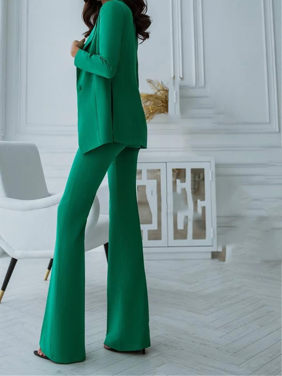 Ensemble De Costumes Slim Taille Haute pour Femmes, 2 Pièces, Blazer Et Pantalon pour Invités De Mariage, Bureau Formel