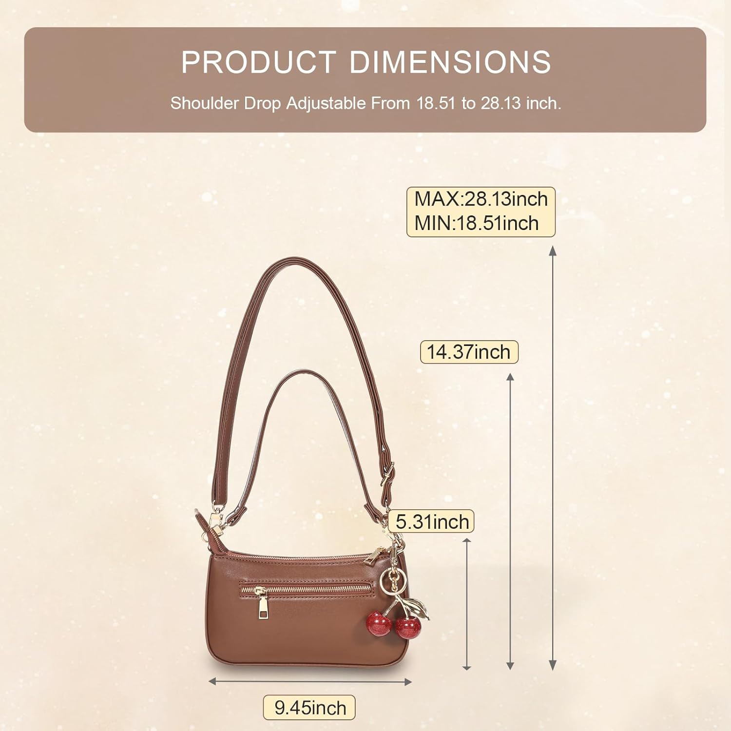 Shoulder Bags for Women, Retro Vegan Leather Classic Tote HandBags Purse with Zipper Closure - Image 6