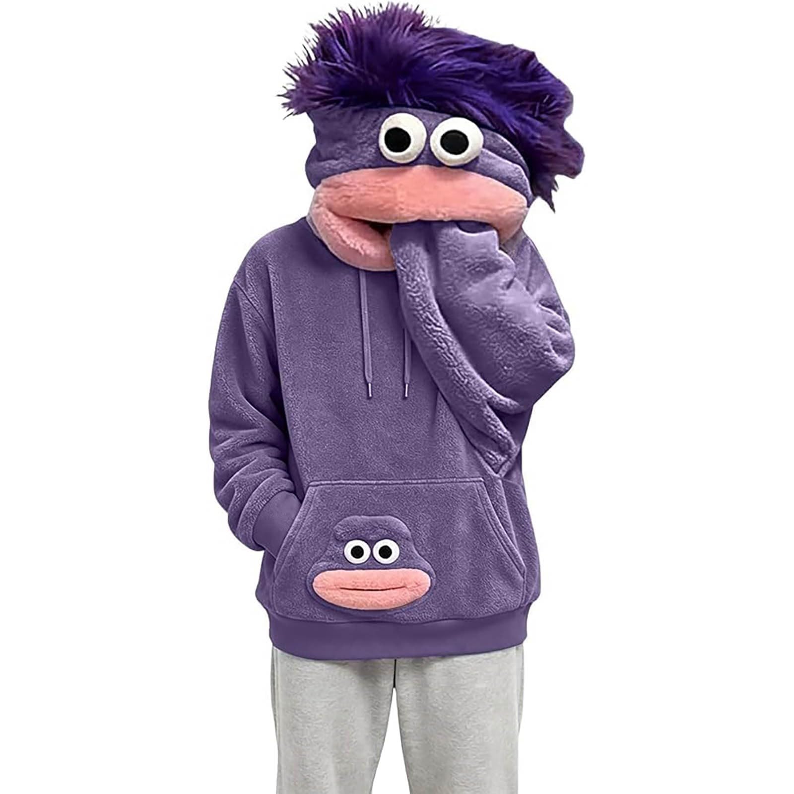 Big Mouth Monster Hoodies For Men Uk Adult Funny Pajamas Halloween Costumes, #Purple, 3XL - Image 2