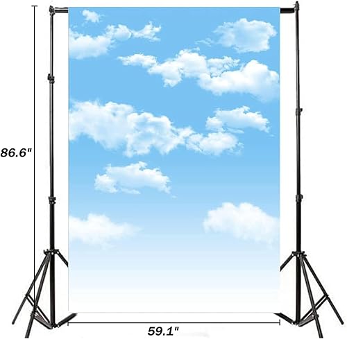 Miniatura 9 de AOFOTO Fondo de fotografía de nubes blancas de cielo azul de 5 x 5 pies, decoración de fiesta de primavera, invierno, cumpleaños, boda, nube, telón
