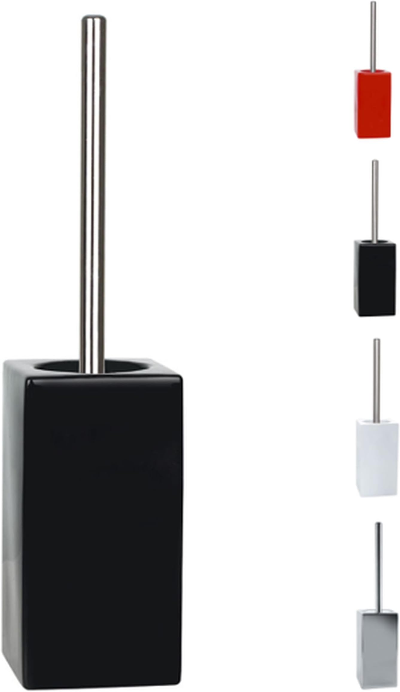 Spirella Quadro Toilet Brush Stoneware Black Height 45 cm x Width 11.5 cm