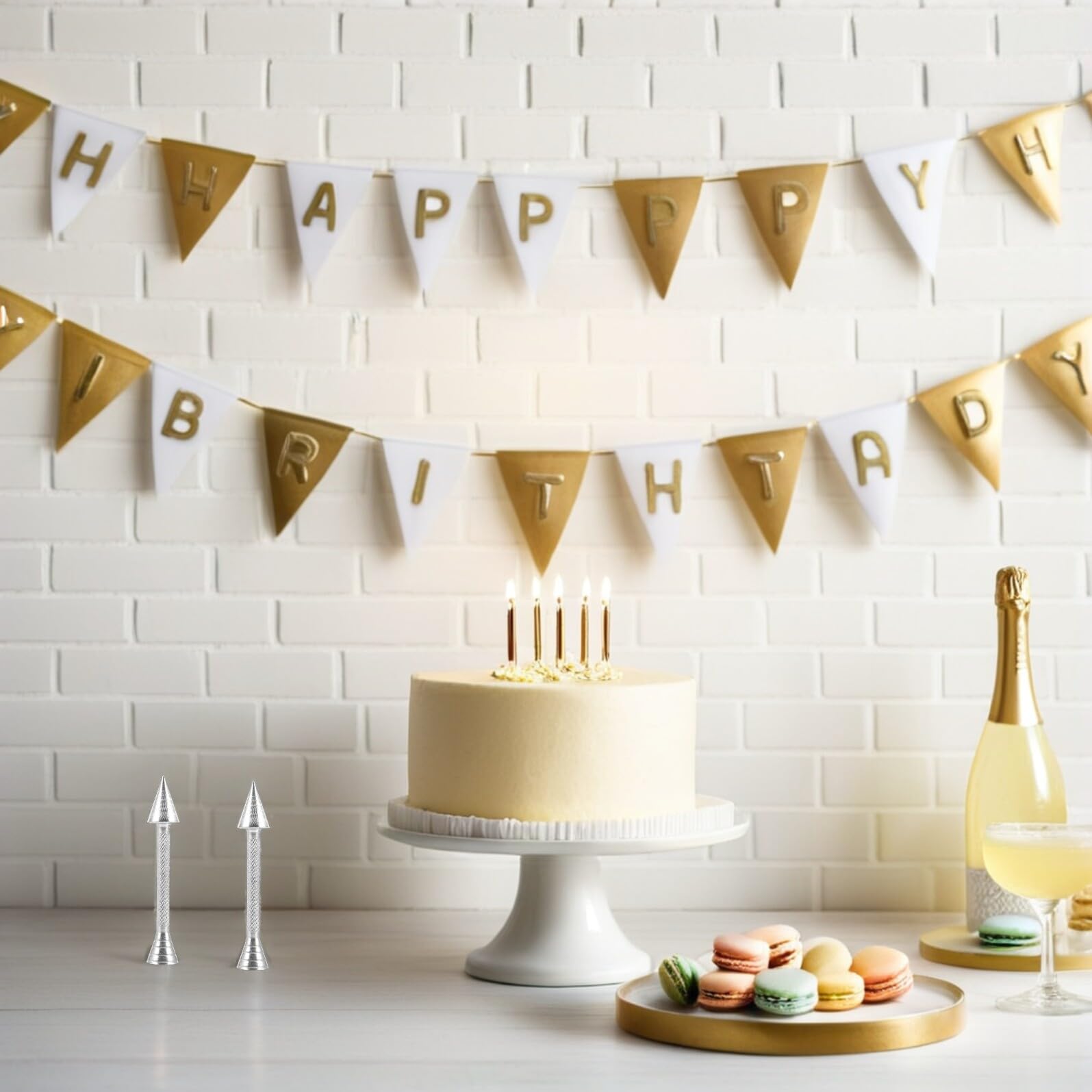 Juego de 8 Varillas para Decorar Pasteles de Aleación de Aluminio Plateadas Soporte Cónico Estable Boquillas para Glaseado Precisas Utensilios para Repostería y Decoración de