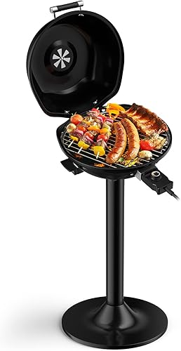Giantex Parrilla eléctrica para interiores y exteriores, parrilla portátil de 1600 W con rejilla antiadherente extraíble, temperatura ajustable,