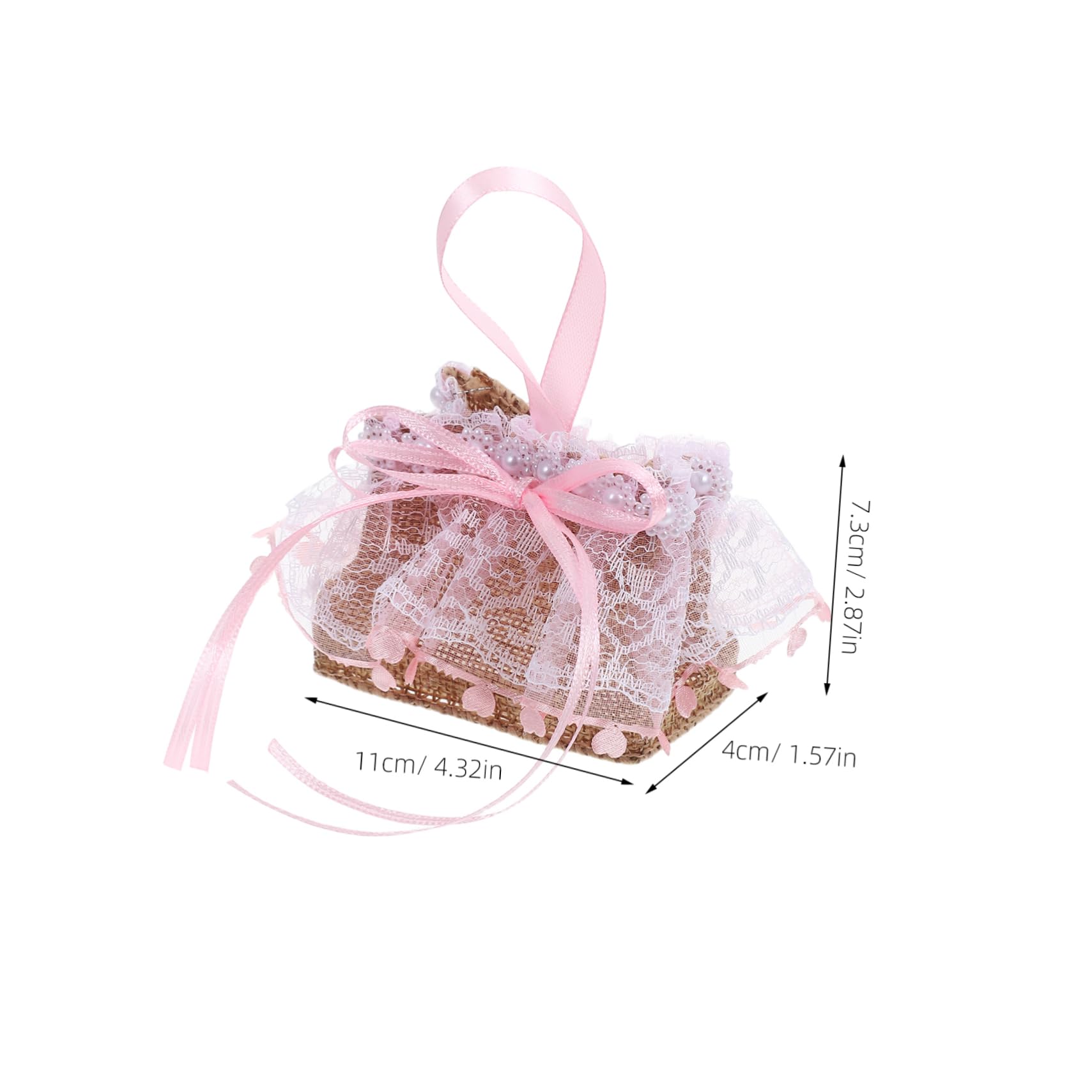 12pcs Lace Flower Girl Baskets with Bowknot Elegant Treat Bags for Bridal Showers Engagements and Birthday Parties for Candy and Favors