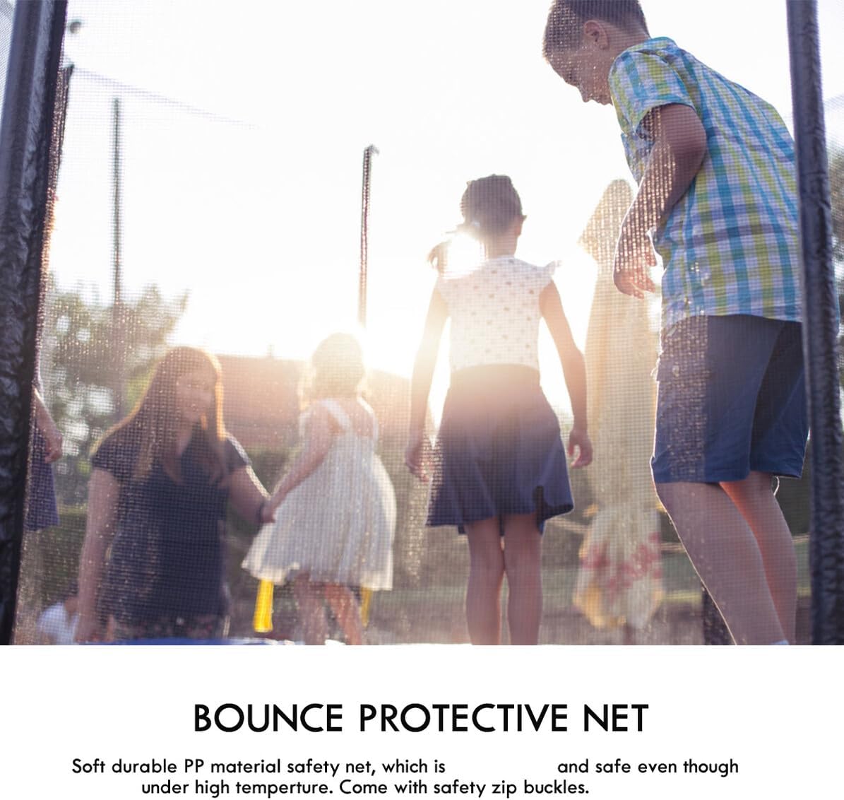 Cabilock Trampoline Protective Net with High-Density UV-Resistant Mesh Safety Enclosure for Bounce Protection and Anti-Fall Safety