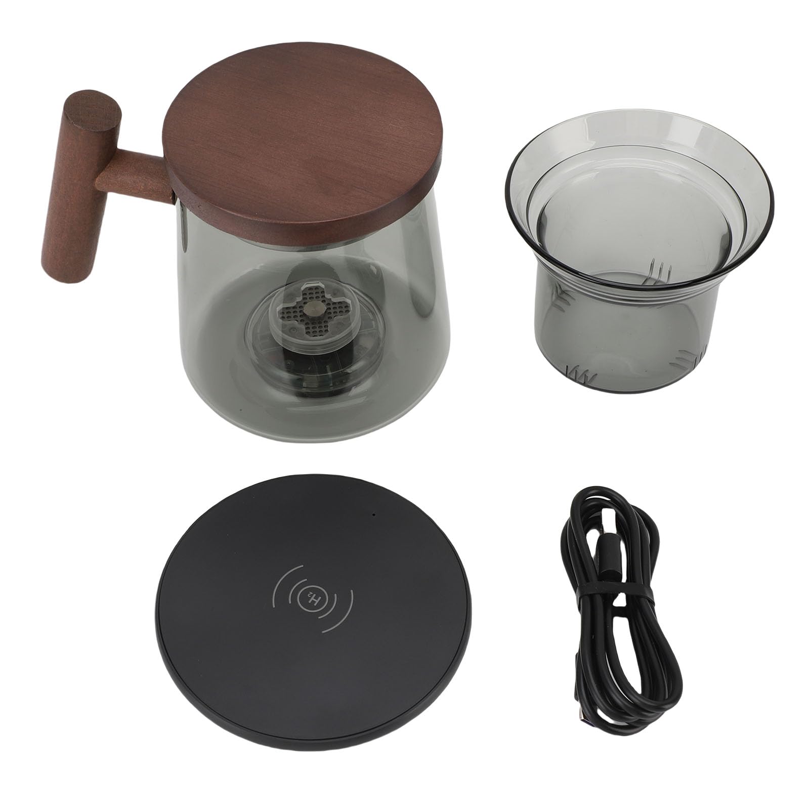 Luocute 500-ml-Wasserstoff-Teekanne, Protonenmembran-Anodenbeschichtung, Wasserstoff-Wasserstoffgenerator (6000–8000 ppb), mit Holzgriff und Wassertrennsystem, für Losen Tee und