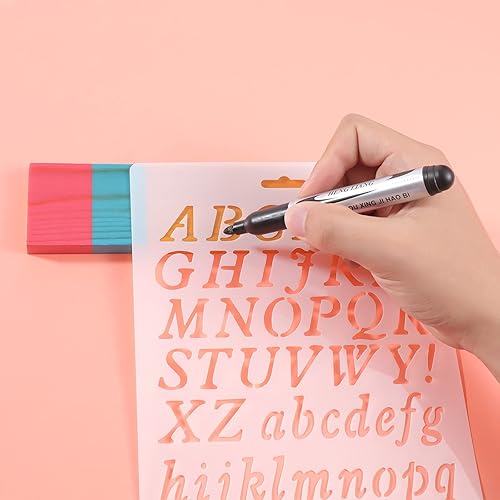 Miniatura 4 de Zonon 8 piezas de placa de nombre personalizada, letrero de escritorio de madera en blanco con rotulador y plantilla de letra en inglés, regalos de