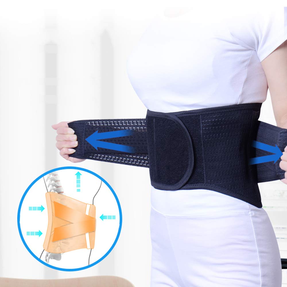 Cinturón de Soporte Lumbar, Correa de Cintura Lumbar, Faja Lumbar para Espalda para Hombres y Mujer, Aliviar el Dolor y Prevenir Lesiones,Negro,XL