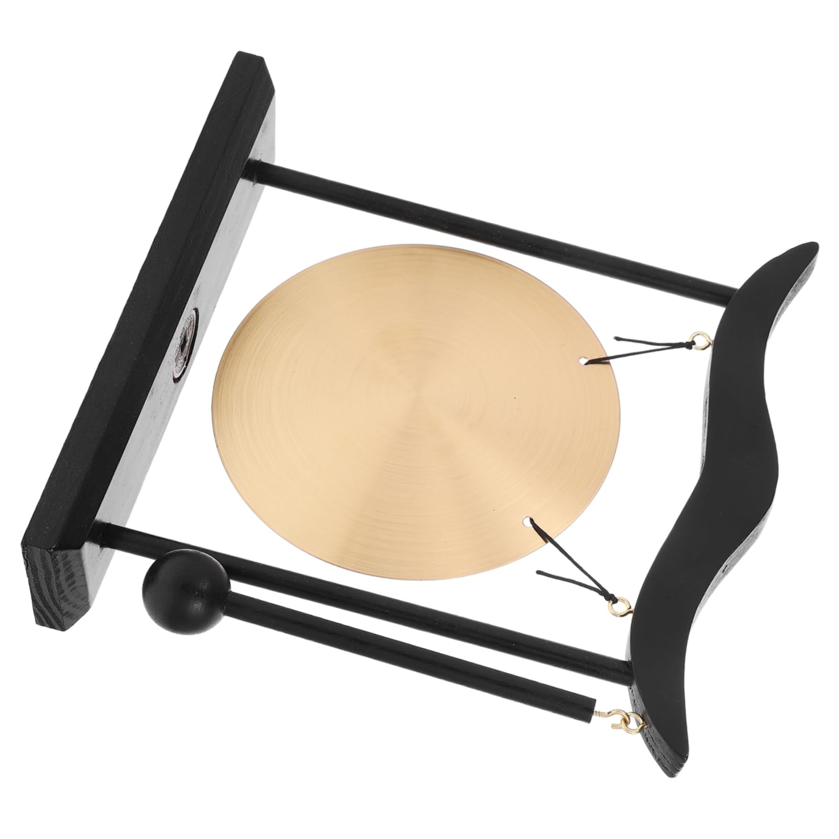 Pequeño Gong Decorativo de Madera y Cobre Dorado Elegante