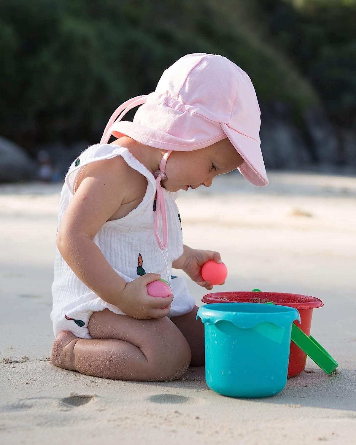 FURTALK Cotton Baby Toddler Sun Hat UPF 50+ UV Protection Kids Unisex Girls & Boys Summer Cap with Adjustable Chin Strap Neck Flap — view 3