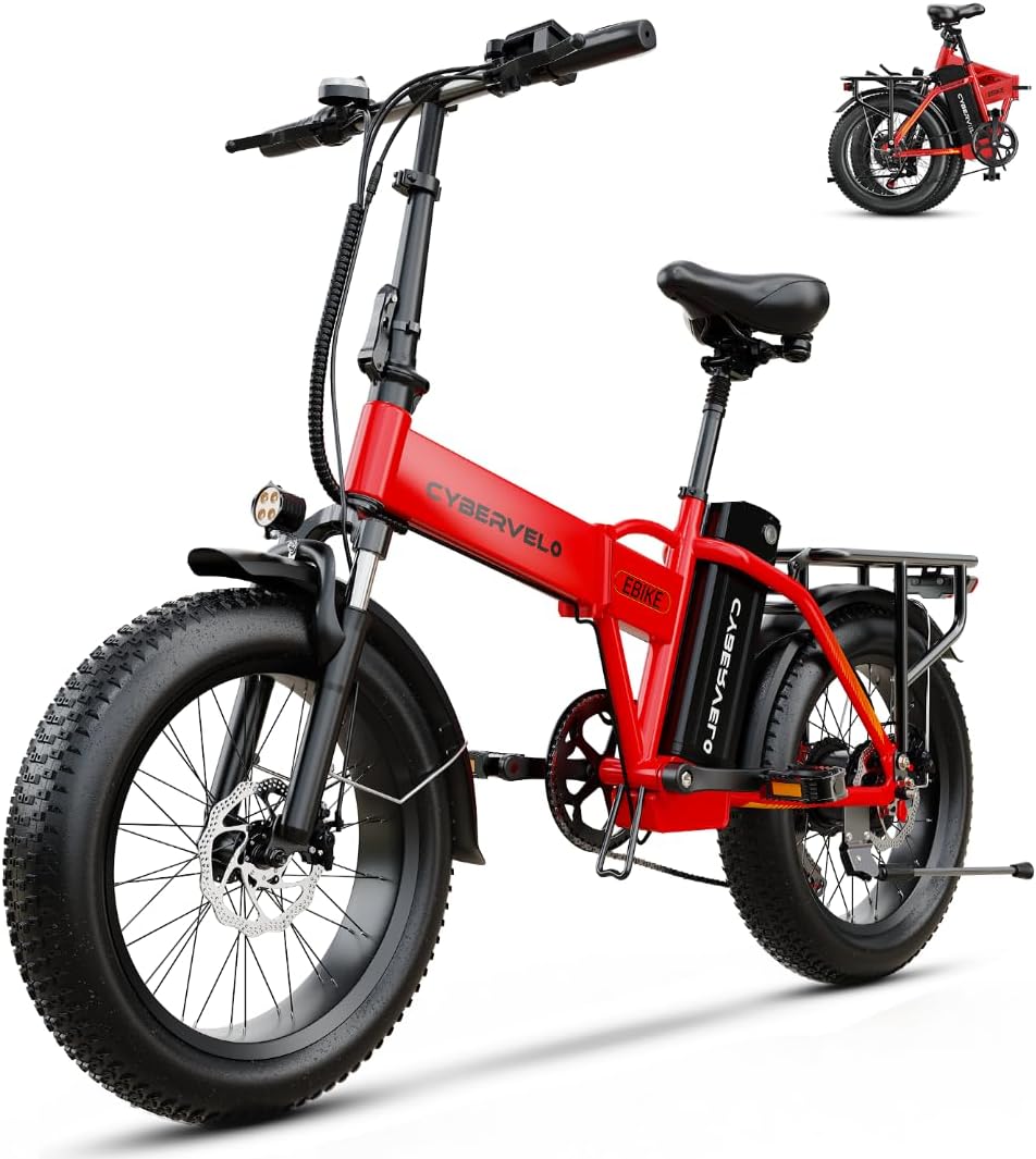 1000W Folding Electric Bike, 48V 20.8AH Large Removable Battery E-Bike, 30+MPH, 80 Miles Max Range, 20" Fat Tire Electric Bike for Adults, Adult Electric Bicycles Commute E-Bikes For Women/Men