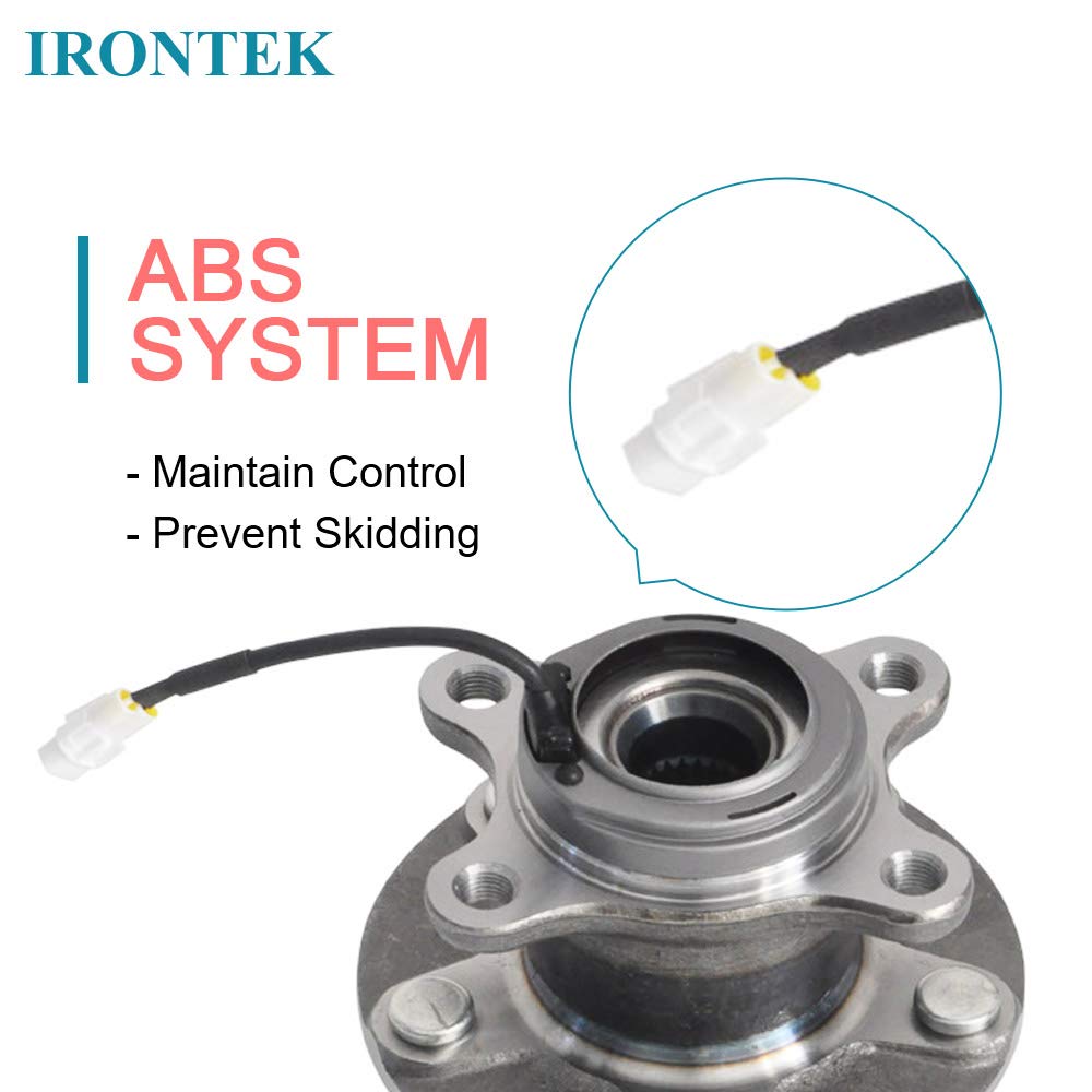 IRONTEK Rear Wheel Bearing & Hub Assembly 512393 - Compatible With 2007-2013 Suzuki SX4 5-Bolt AWD (1 Piece)