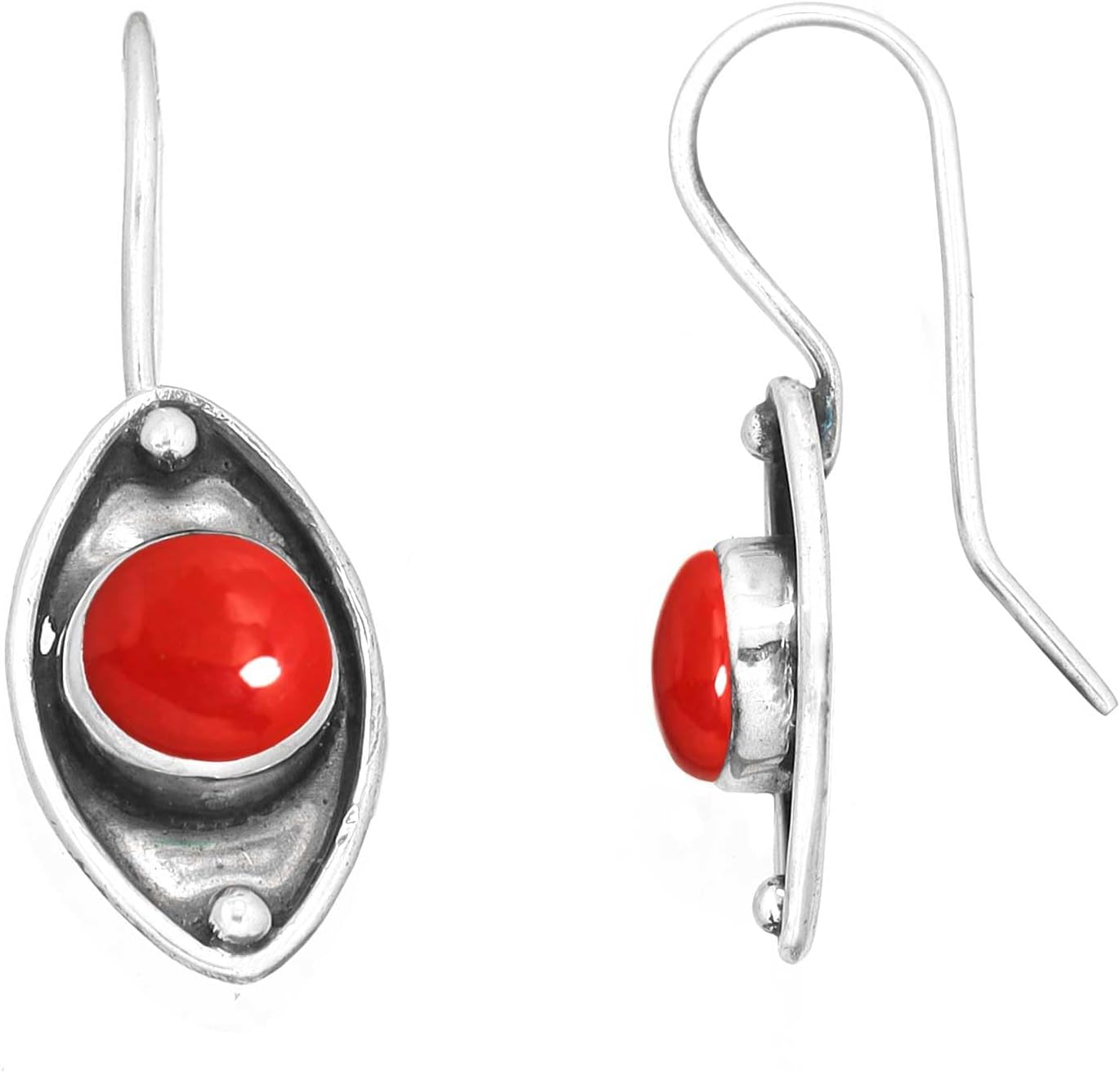 Boho Handmade Jewelry Natural Gemstone Onyx, Pearl, Amethyst, Agate Round Genuine 925 Sterling Silver Drop Dangle Earring For Women