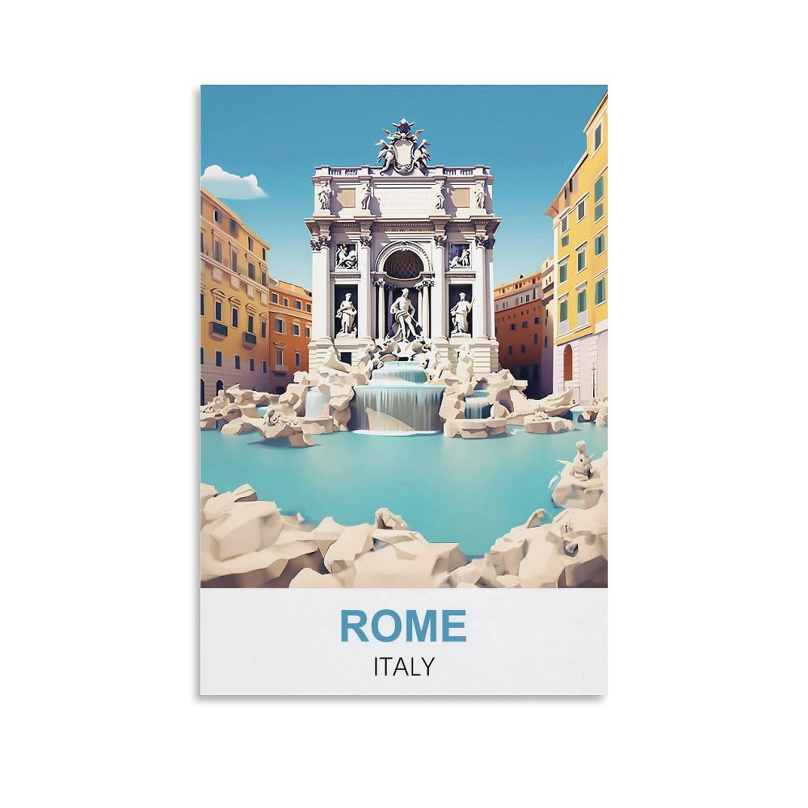 Fuudang Unframe-Style Rome Italy Vintage Travel Posters 08X12inch(20X30cm) Canvas Art Poster And Wall Art Picture Print Modern Family Bedroom Decor Posters
