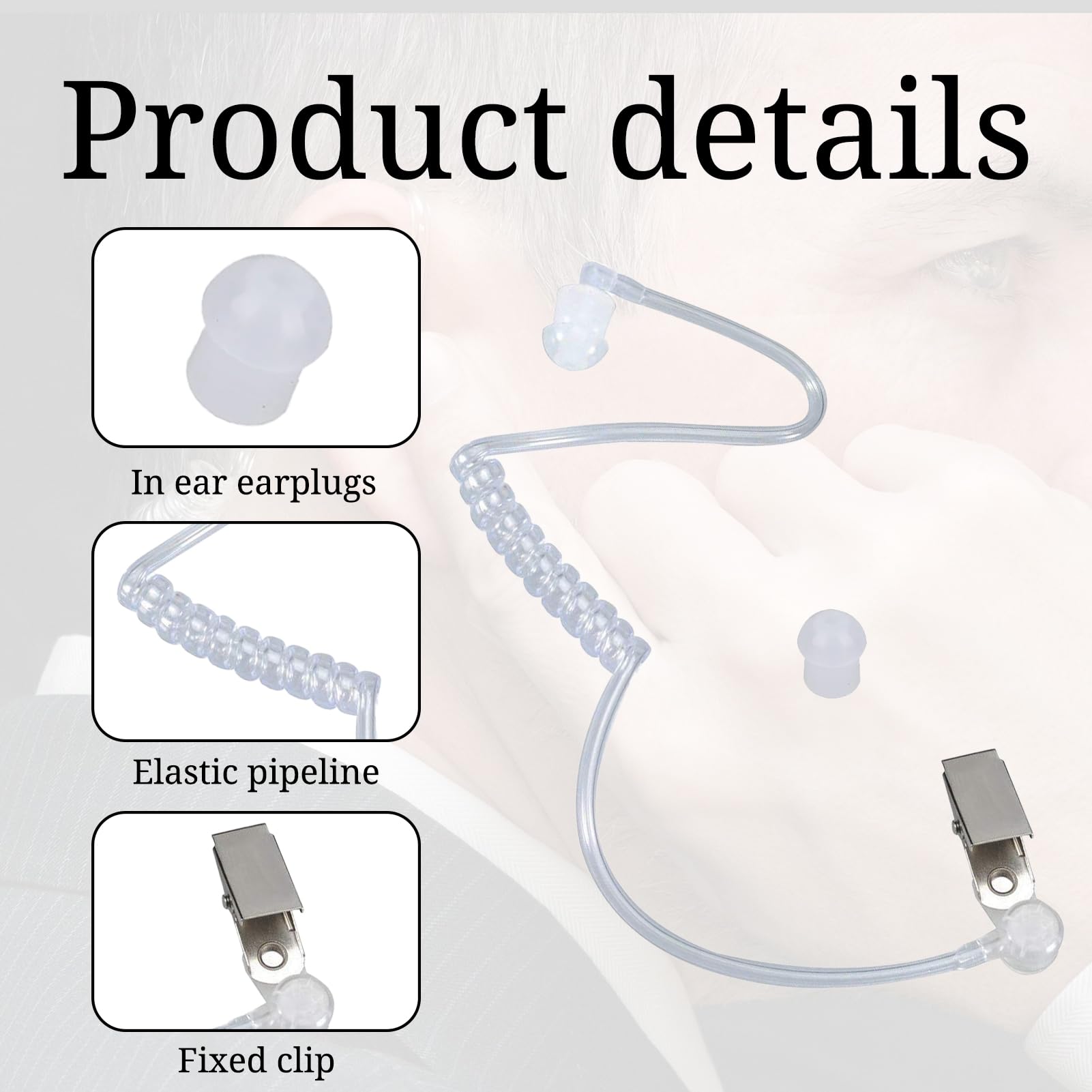 Oreille Pièce Casque Oreillette Agent Secret Oreillette Costume Prop Rechange Acoustique Tube Pour 2 Way Radio Audio Casques