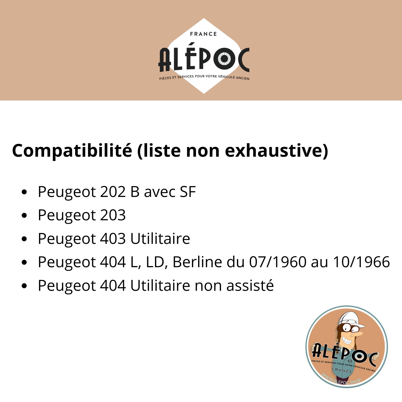 Alépoc - Maître cylindre de frein Ø25.4mm compatible Peugeot 202, 203, 403U, 404, 404U - Conforme à l'origine OE 460182 et 460111 - Pièce auto fiable pour système de freinage de véhicule ancien.