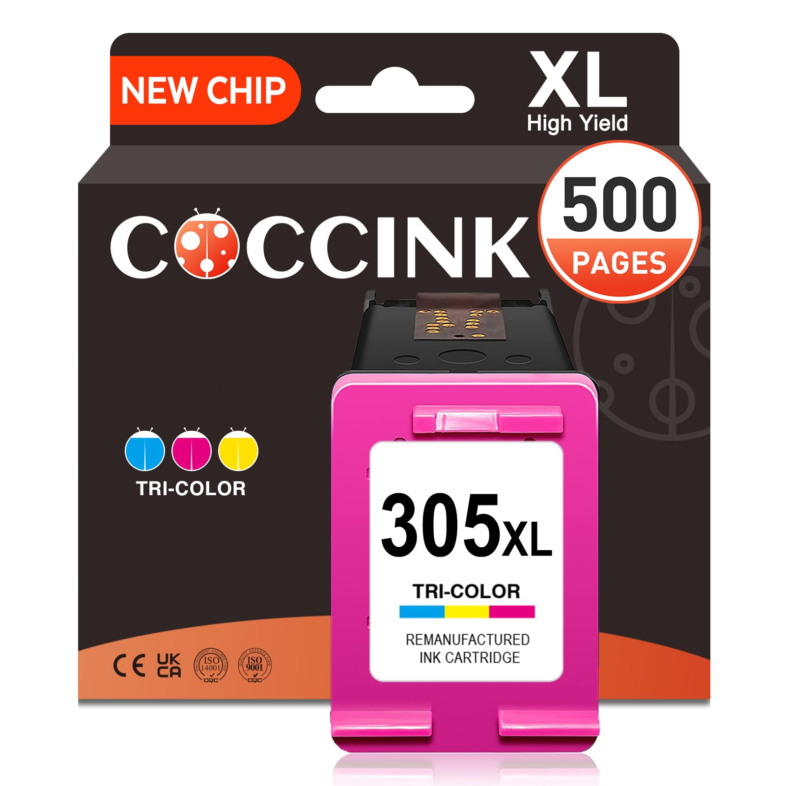 COCCINK 305XL Cartuchos de Tinta para HP 305 Tri-Color DeskJet 2820e 2800e | DeskJet 4200e 4210e 4220e 4222e 4230e 2810e 2821e 2822e 2823e 2700e 2710e 2720e 2721e 2722e tinta impresora para hp 305 color