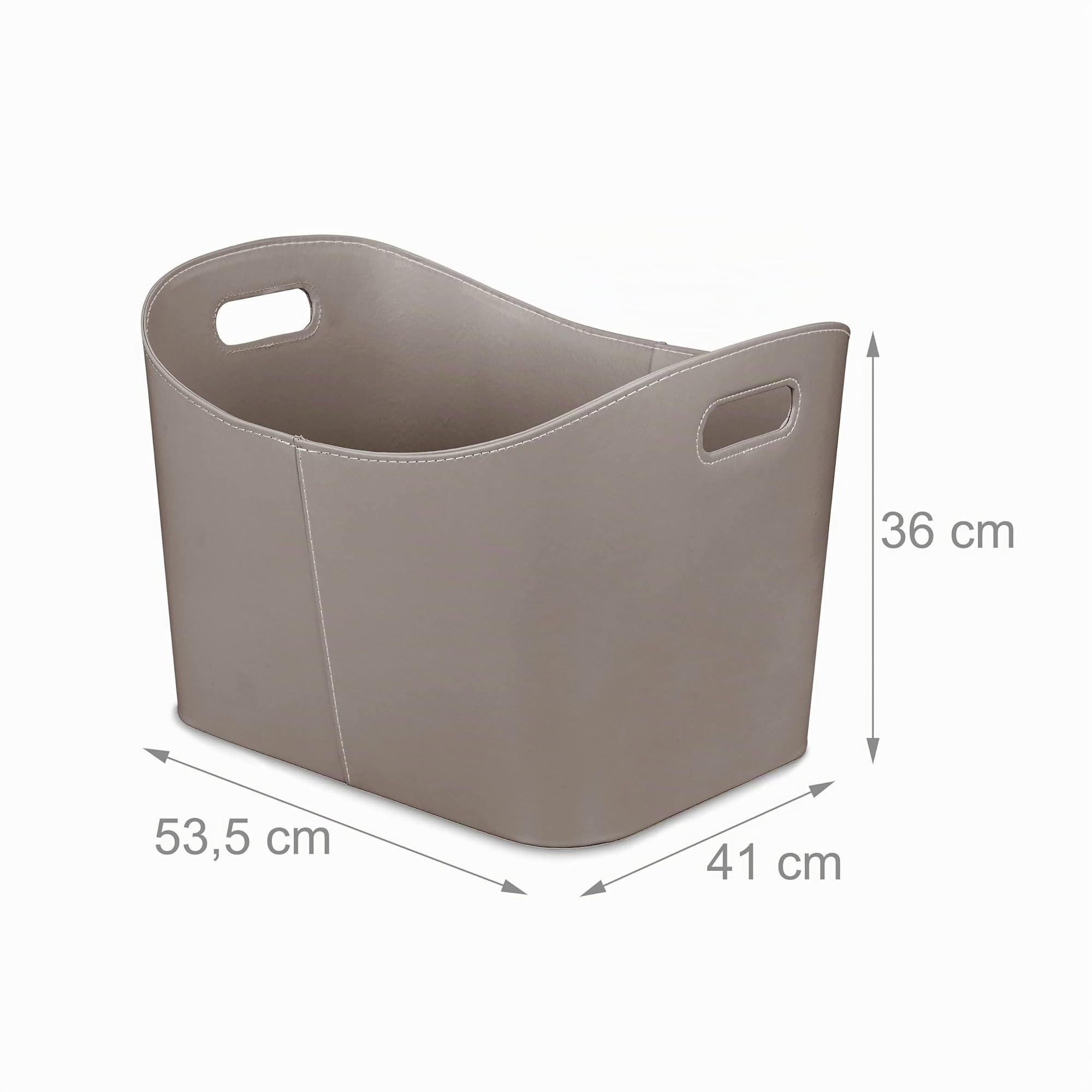 Relaxdays Cesta Portalegna in Similpelle con Manici 36x53,5x41 cm Grigio Scuro