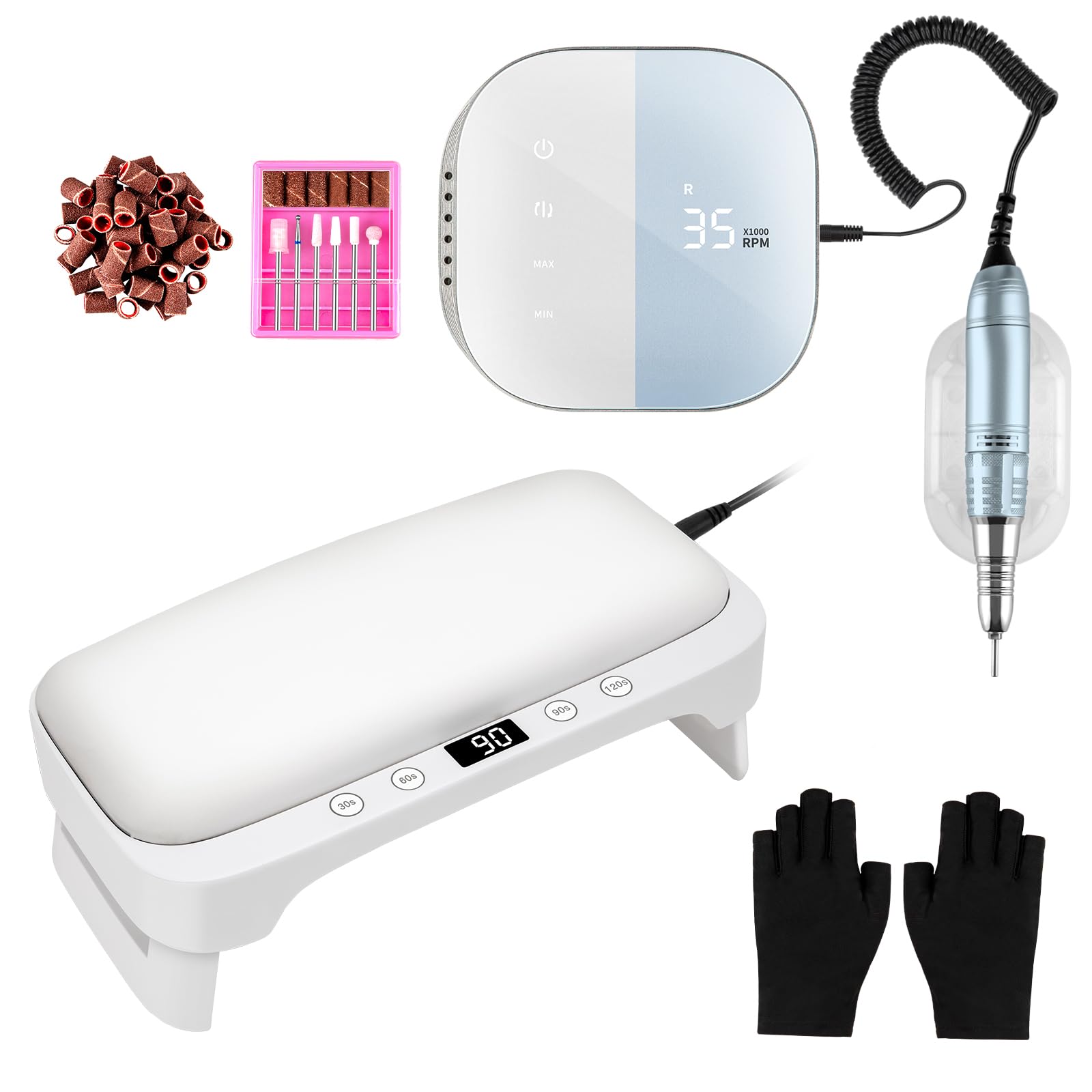Professional Nail Drill Machine and UV Nail Lamp with Arm Rest