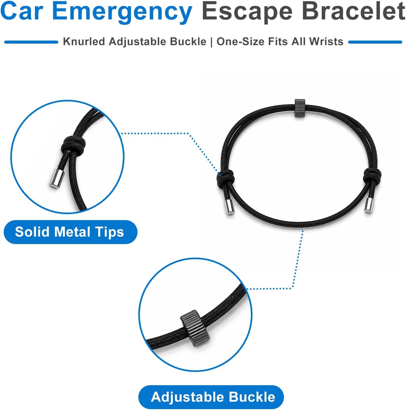 Bracelet Car Window Breaker, Adjustable Wrist Strap Escape Tool with Tungsten Carbide Bead, Portable Emergency Self Rescue Tool Wrist Glass Breaker for Car Rapid Escape image 5