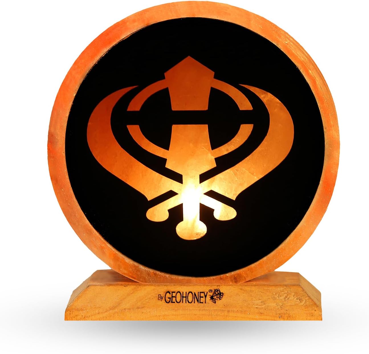 Geohoney Khanda Design Himalayan Salt Lamp, Sacred Symbol GH-CSL-053