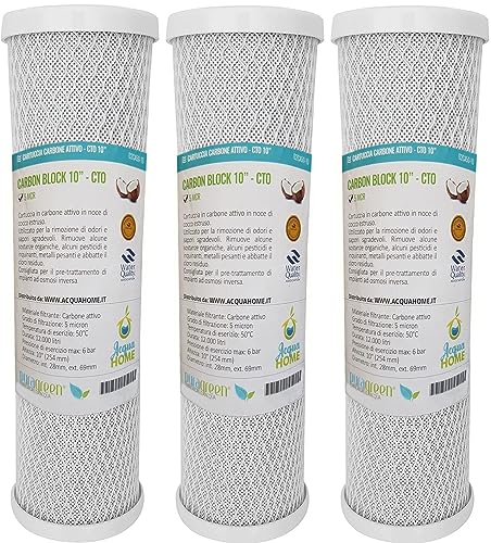 Filtro Acqua A Carbone Attivo 10x2.5 Pollici - Confezione Da 4 Per Sistemi Osmosi Inversa - Foto 4