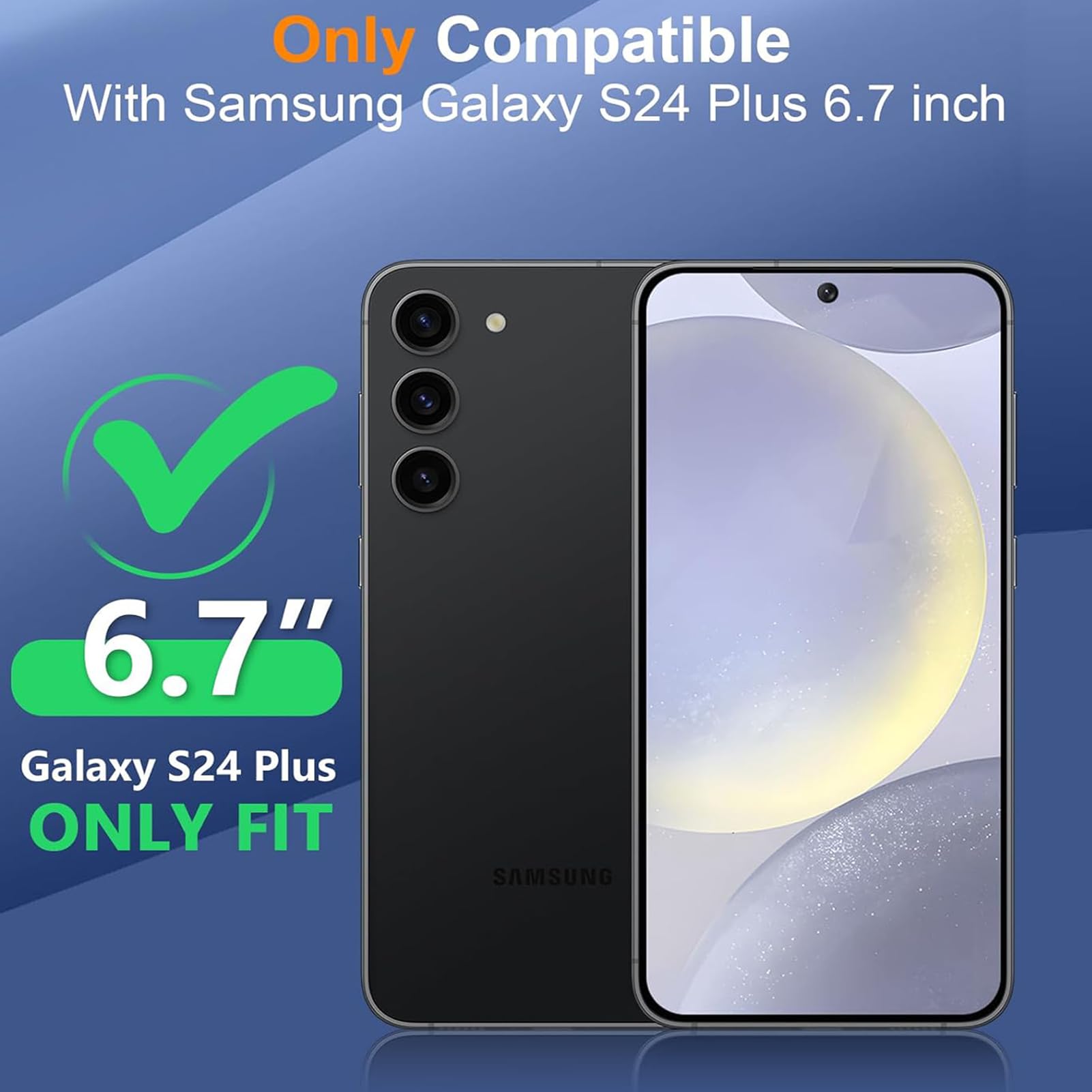 Battery Case for Galaxy S24 Plus,High Capacity 12000mAh Extended Portable Protective Charging Case Backup Compatible with Galaxy S24 Plus Wireless Charger Case with 1x Screen Protector & Cable-Black