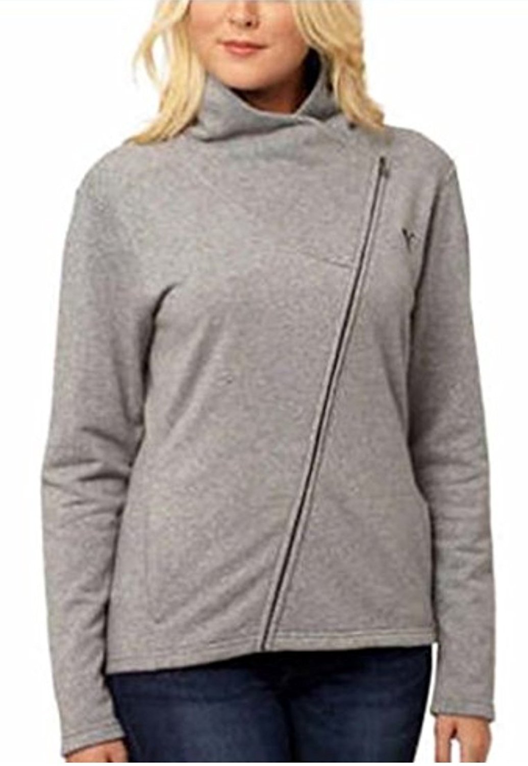 PUMA Ladies’ Asymmetrical French Terry Full Zip Jacket (Small, Med Gray Heather)-picture-43