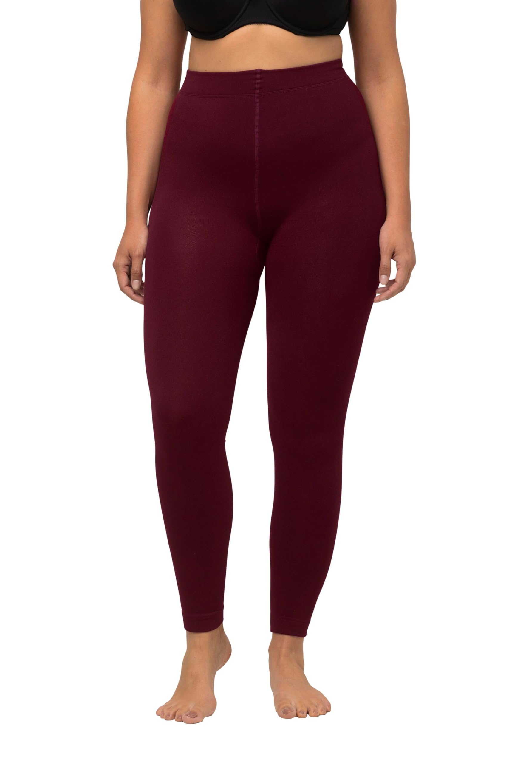 Ulla Popken Women's Thermal Tights Fluffy Lining Tights, claret, 42-44 Große Größen